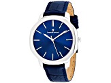 Christian Van Sant Men's Octavius Slim Blue Dial, White Bezel, Blue Leather Strap Watch