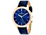 Christian Van Sant Men's Octavius Slim Blue Dial, Rose Bezel, Blue Leather Strap Watch