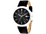 Christian Van Sant Men's Octavius Slim Black Dial, White Bezel, Black Leather Strap Watch