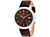 Christian Van Sant Men's Octavius Slim Brown Dial, White Bezel, Brown Leather Strap Watch