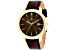 Christian Van Sant Men's Octavius Slim Brown Dial, Yellow Bezel, Brown Leather Strap Watch