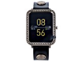 Wrangler Smart Watch Square Antique Silver Tone with Black Wrangler Rivet Strap