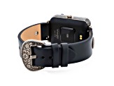 Wrangler Smart Watch Square Antique Silver Tone with Black Wrangler Rivet Strap