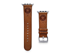 Gametime MLB Houston Astros Tan Leather Apple Watch Band (42/44mm M/L). Watch not included.