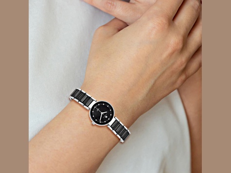 Ladies Charles Hubert Titanium and Ceramic Black Dial Watch