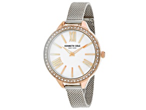 Kenneth Cole Women's Classic Rose Bezel Stainless Steel Mesh Band Watch