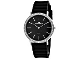 Oceanaut Women's Ripple Black Dial, White Bezel, Black Rubber Strap Watch