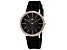 Oceanaut Women's Ripple Black Dial, Rose Bezel, Black Rubber Strap Watch