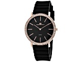 Oceanaut Women's Ripple Black Dial, Rose Bezel, Black Rubber Strap Watch