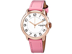 Coach Women's Arden White Dial, Pink Leather Strap Watch