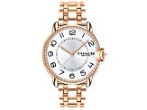 Coach Women's Arden White Dial, Rose Stainless Steel Watch