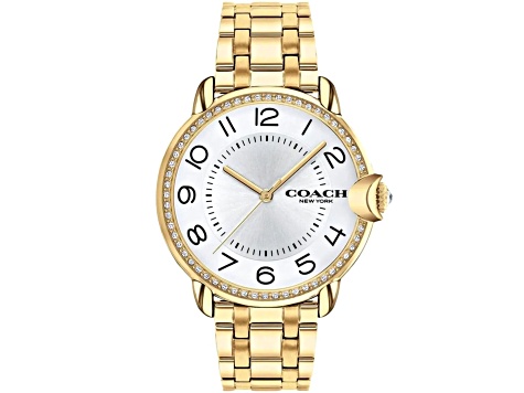 Coach Women's Arden White Dial, Yellow Stainless Steel Watch