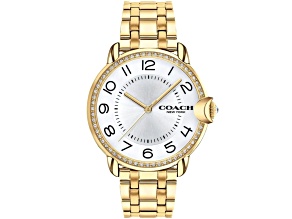 Coach Women's Arden White Dial, Yellow Stainless Steel Watch