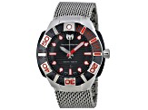 Technomarine Men's Reef Black Dial with Red Accents, Stainless Steel Watch