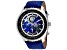 Seapro Men's Meridian World Timer GMT Blue Dial, Black Bezel, Blue Leather Strap Watch