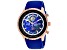 Seapro Men's Meridian World Timer GMT Blue Dial, Rose Bezel, Blue Rubber Strap Watch