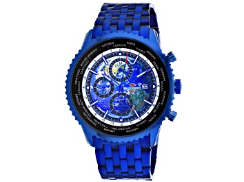 Picture of Seapro Men's Meridian World Timer GMT Blue Dial, Blue Stainless Steel Watch