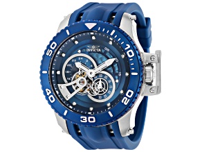 Invicta Men's 50mm Blue Dial Automatic Watch, Blue Bezel White Case