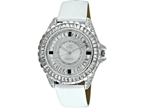 Adee Kaye Women's Felicity White Leather Strap Watch
