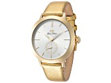 Glam Rock Women's Slim Vintage Glam 40mm Quartz Metallic Gold Leather Strap Watch