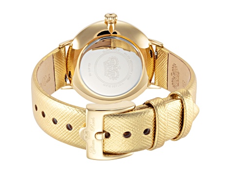 Glam Rock Women's Slim Vintage Glam 40mm Quartz Metallic Gold Leather Strap Watch