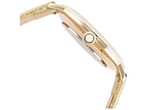 Glam Rock Women's Slim Vintage Glam 40mm Quartz Metallic Gold Leather Strap Watch