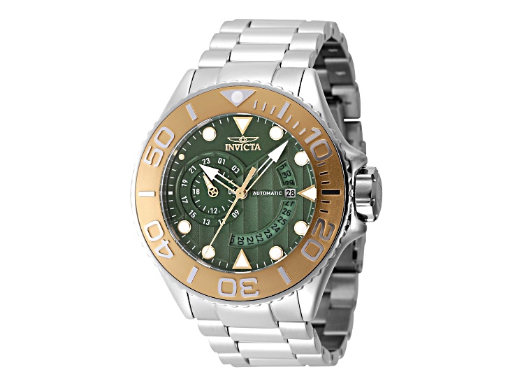 Invicta Grand Diver 52mm Green Dial Yellow Bezel Stainless Steel