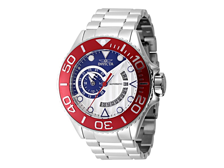 Invicta Grand Diver 52mm Blue and White Dial Red Bezel Stainless