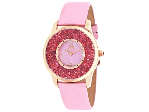 Jivago Women's Brillance Pink Leather Strap Watch
