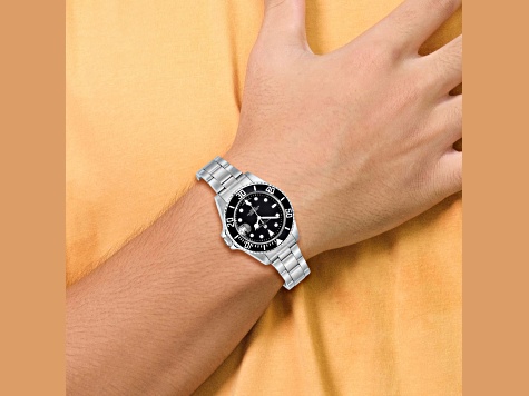 Ladies Charles Hubert Solid Stainless Steel Black Dial Watch