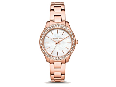 Michael Kors Women's Liliane White Dial, Rose Stainless Steel Watch