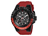 Invicta Aviator 50mm Black and Red Bezel Red Silicone Quartz Watch