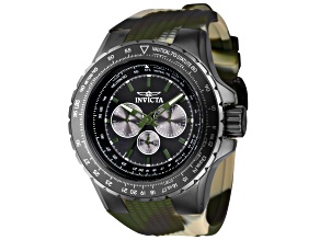 Invicta Aviator 50mm Black Dial Ombre Bezel Camoflauge Silicone Quartz Watch