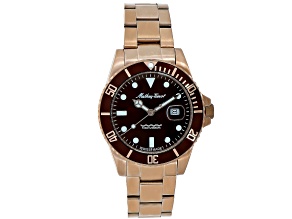 Mathey Tissot Men's Classic Brown Bezel Rose Stainless Steel Watch