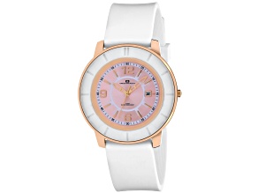 Oceanaut Women's Satin Pink Dial, White Silicone Watch