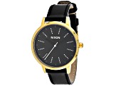 Nixon Women's Kensington Yellow Bezel Black Leather Strap Watch