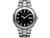 Bulova Men's Classic Black Dial Stainless Steel Watch