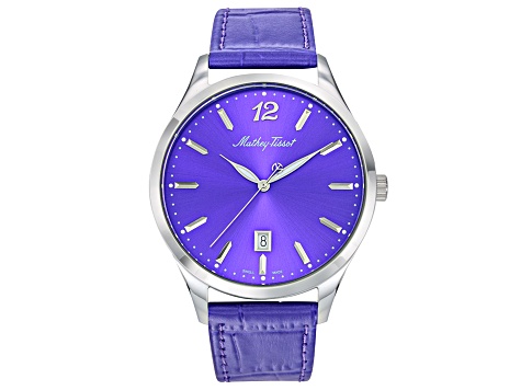 Mathey Tissot Men's Urban Purple Leather Strap Watch