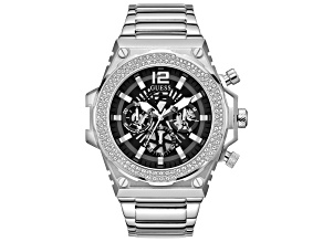 Guess Classic 48mm Black Dial Stainless Steel Bracelet Multi-function Quartz Watch