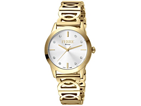 Ferre Milano Women's Classic White Dial Yellow Stainless Steel Watch