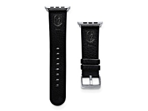 Gametime NHL Vegas Golden Knights Black Leather Apple Watch Band (38/40mm S/M). Watch not included.