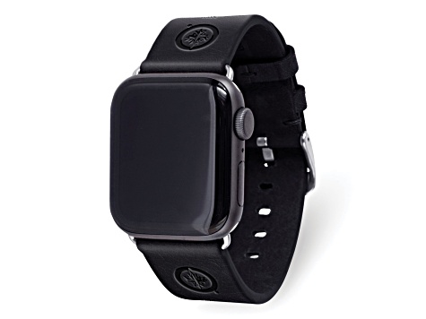 Gametime NHL Winnipeg Jets Black Leather Apple Watch Band (38/40mm S/M). Watch not included.