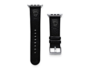 Gametime NHL Florida Panthers Black Leather Apple Watch Band (38/40mm S/M). Watch not included.
