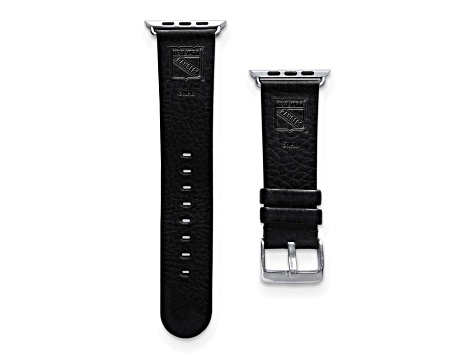 Gametime NHL New York Rangers Black Leather Apple Watch Band (38/40mm S/M). Watch not included.