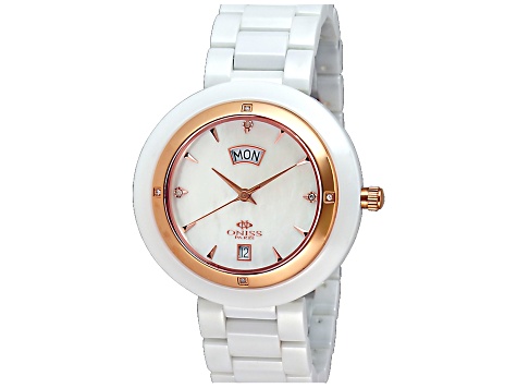 Oniss Women's Luxur Collection White Ceramic Bracelet Watch