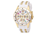 Invicta Angel 40mm White Dial Silicone Stainless Steel Band Quartz Watch