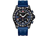 Seapro Men's Gallantry Black Dial, Blue Rubber Strap Watch