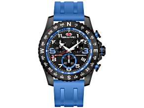 Seapro Men's Gallantry Black Dial with Blue Accents, Blue Rubber Strap Watch