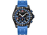 Seapro Men's Gallantry Black Dial with Blue Accents, Blue Rubber Strap Watch