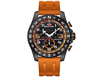 Picture of Seapro Men's Gallantry Black Dial, Orange Rubber Strap Watch